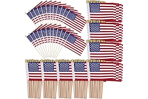Stars-Spangled Sticker: 400 American Flags on 5 x 8 Inch Wooden Poles