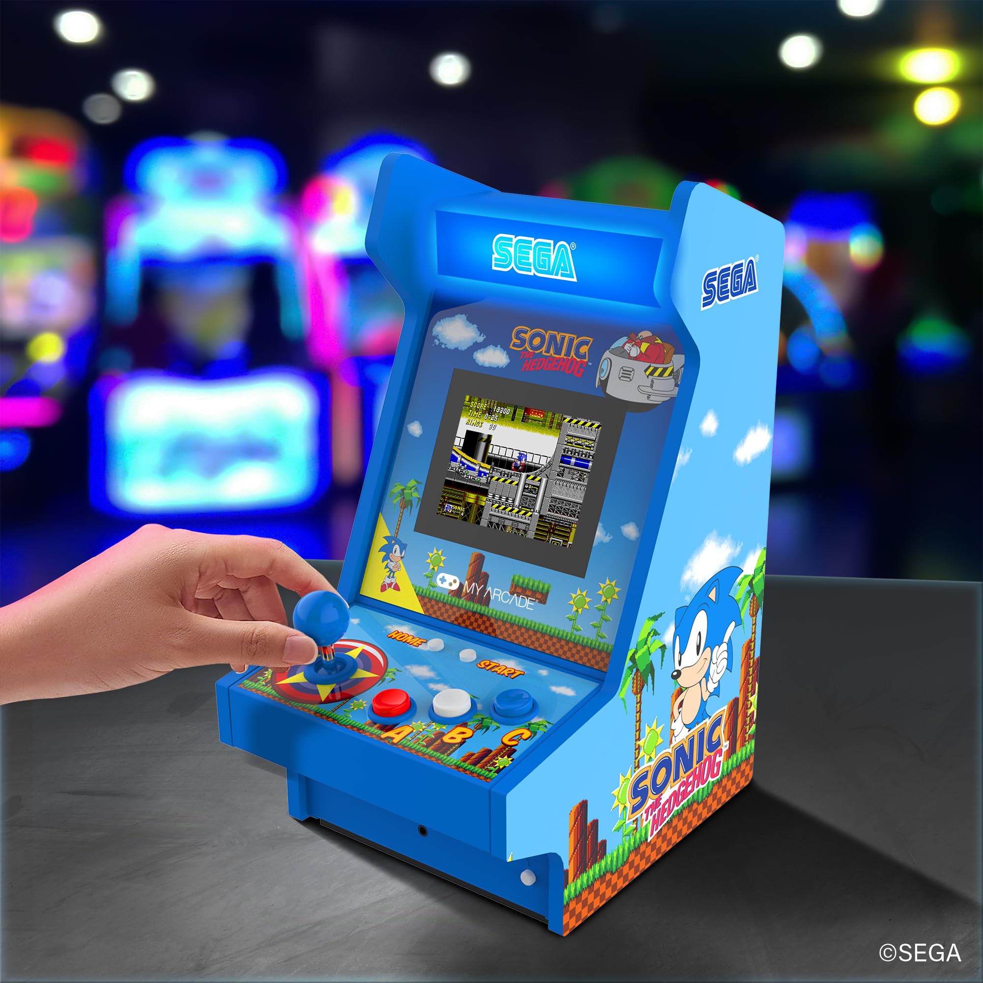 MY ARCADE Sonic The Hedgehog Mighty Player Console d'Arcade Portable Rétro, Écran 3,5 Pouces, 4 Jeux Inclus, Batterie Rechargeable, Bleu
