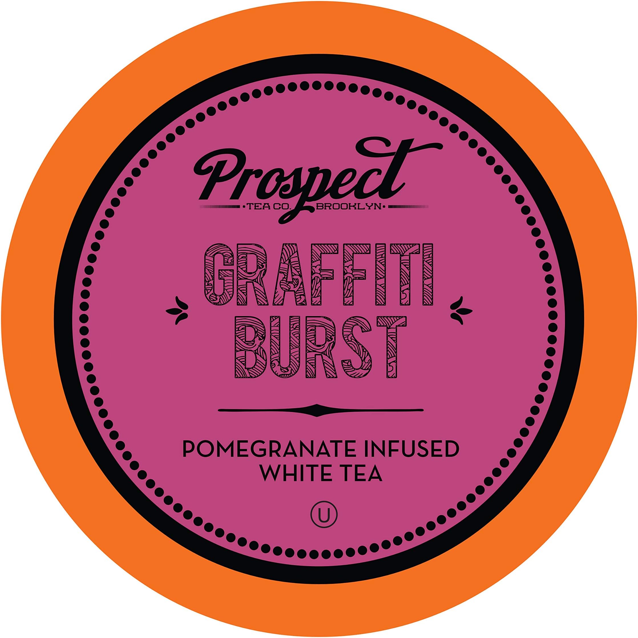 Prospect Tea Co. Pomegranate White Tea Pods Compatible with K Cup Brewers Including 2.0, Graffiti Burst, 40 count