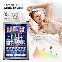 Vista 4 de Manastin Beverage Refrigerator Cooler-Mini Fridge Freestanding Cooler with Glass Door, Adjustable Shelves & Digital Temperature Display for Drink