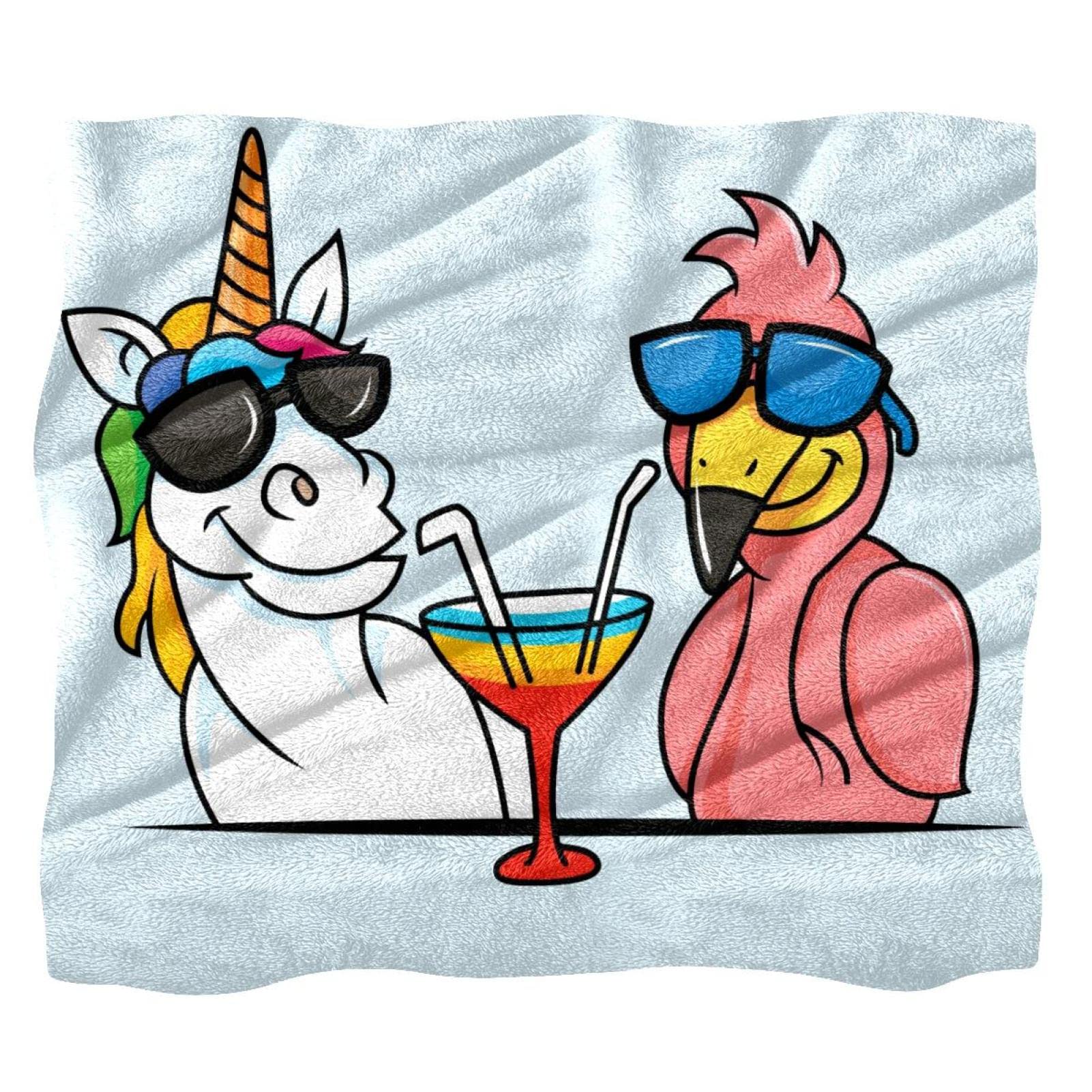 Couverture polaire anti-froid pour canapé et lit motif licorne