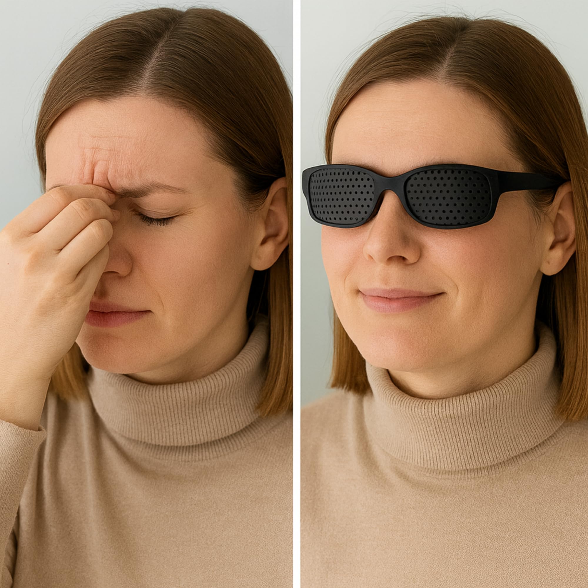 okulary dziurkowane stenopeiczne do treningu oczu i poprawy wzroku, okulary siatkowe, pinhole perforated glasses, czarne