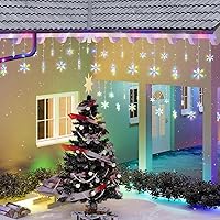 Vista 16 de Aulanto Christmas Snowflake Lights, 14 Drops Cool White 11.48FT 168 LED Icicle Lights Waterproof with 8 Modes, Connectable for Eaves, Windows
