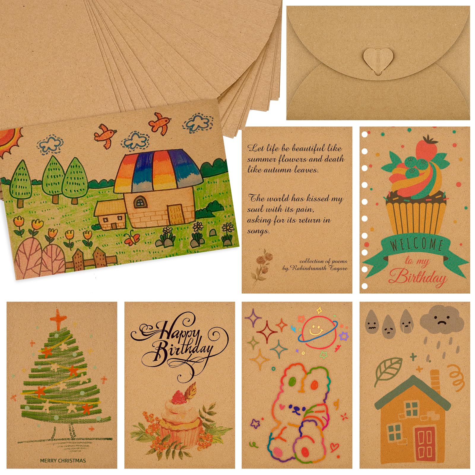 100 Fogli Carta Kraft A6 - 15x10cm Per Fai Da Te, Biglietti E Inviti | Cartoncino Naturale 300g/m² - Foto 3