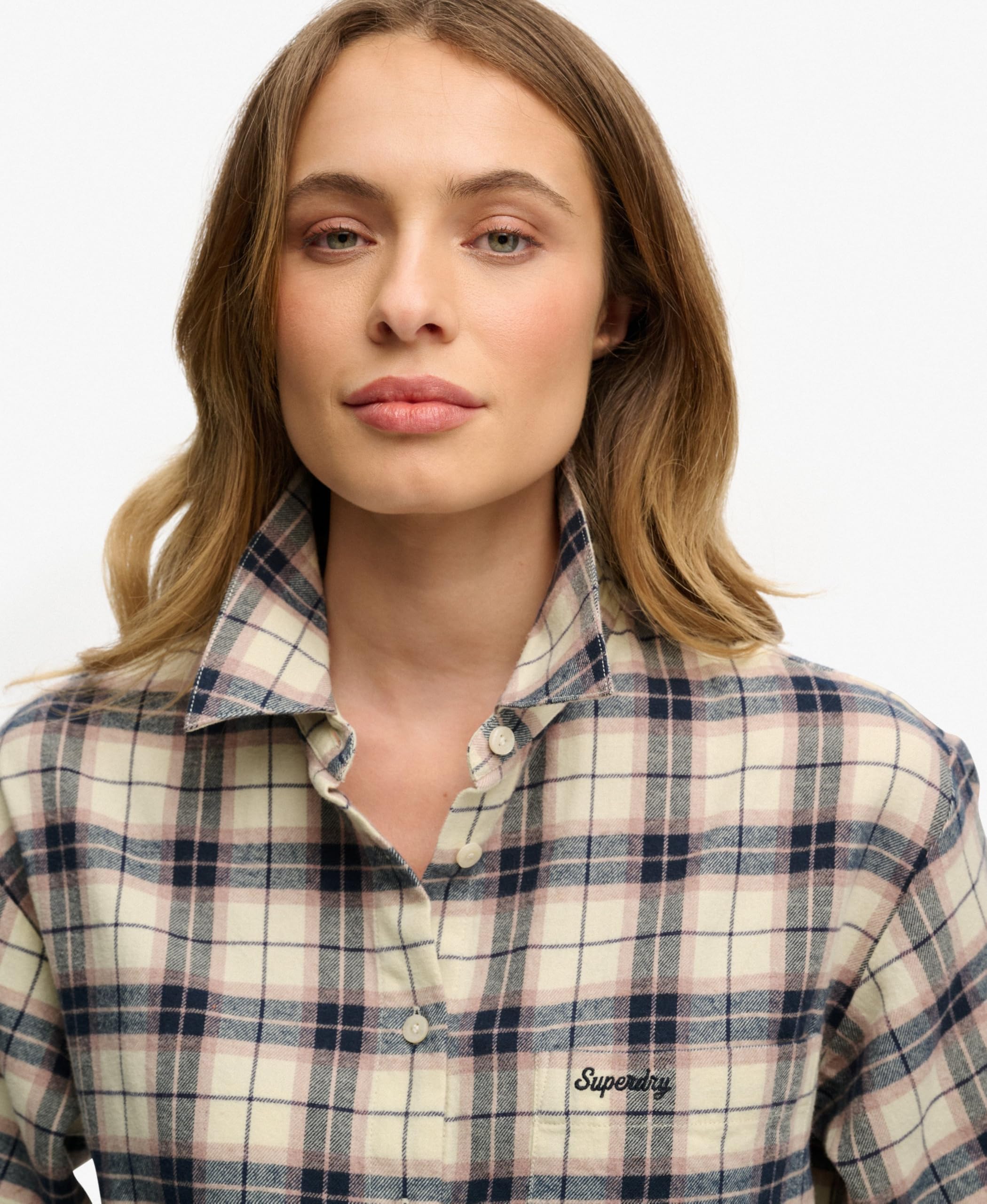Superdry Damen Kariertes Flanellhemd in lockerer Passform