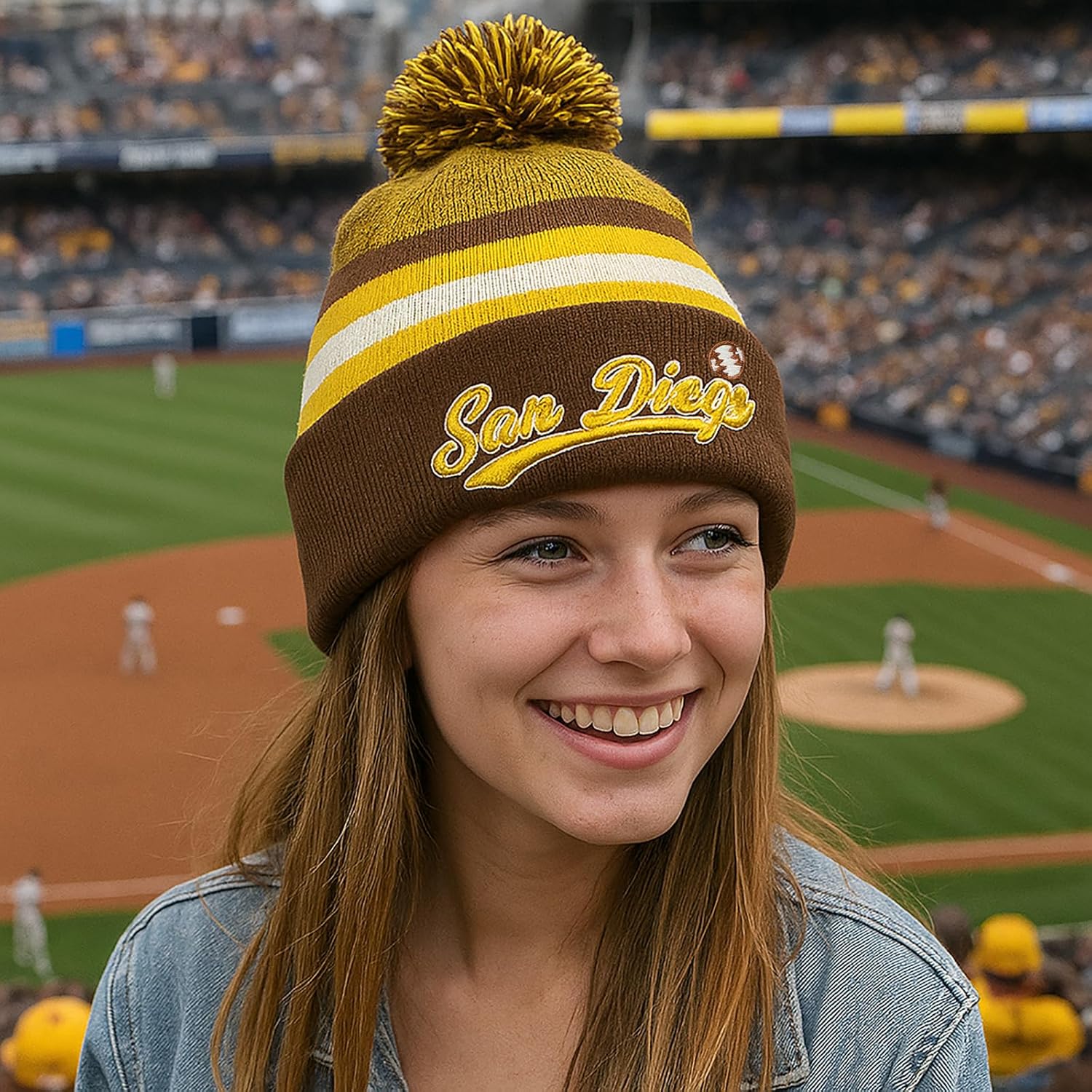 Vintage Classic Skull Cap 3D Embroidery Beanie Cuffed Winter Hat Knit with Touch Screen Gloves Gifts for Fans - Image 5