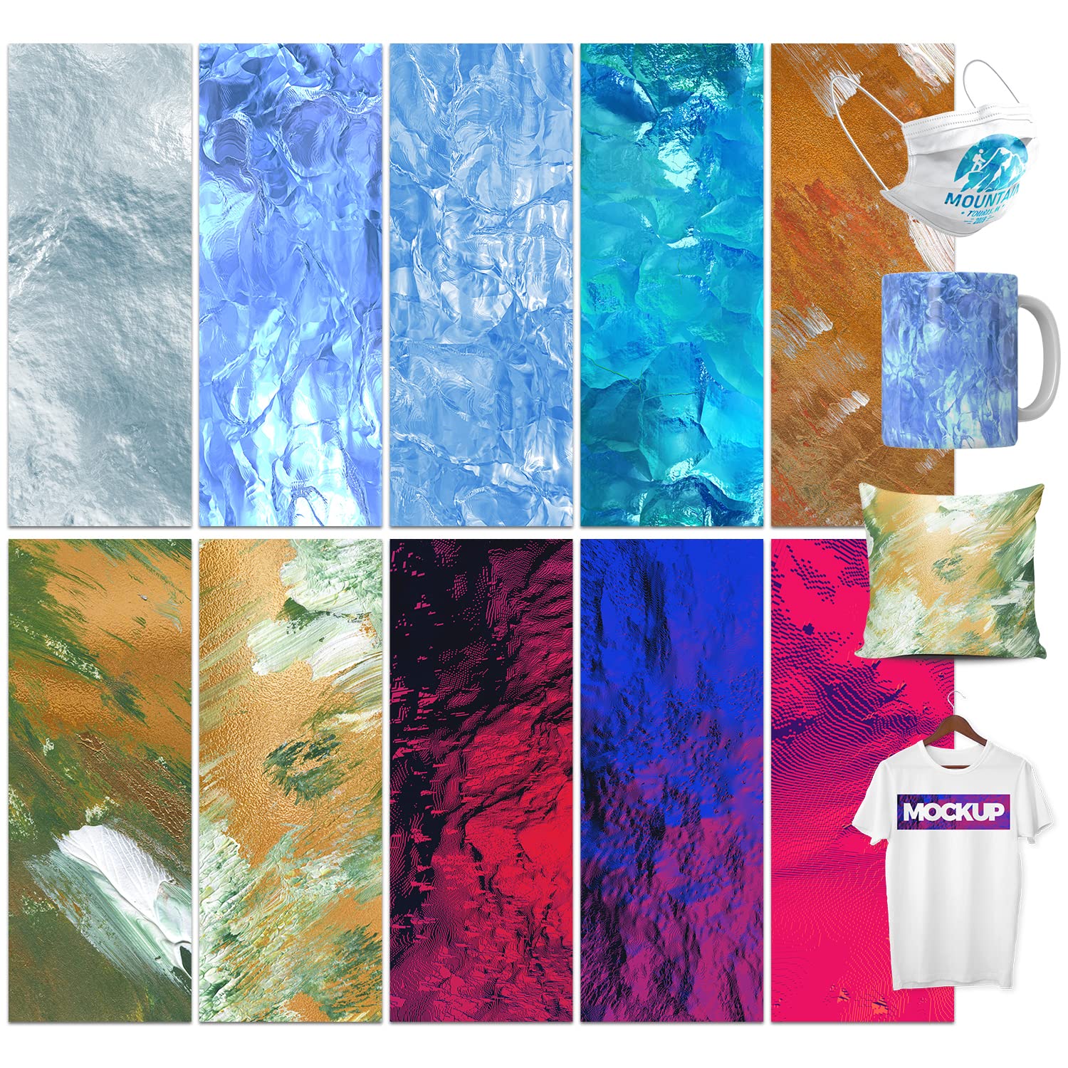 LUCKIGUCKLUCKIGUCK Infusible Transfer Paper Sheets Bundle 10pcs Pre-Printed Dyed Sublimation Paper Iron on T-Shirt and Mug (Type E, 11.5 * 30.5cm)