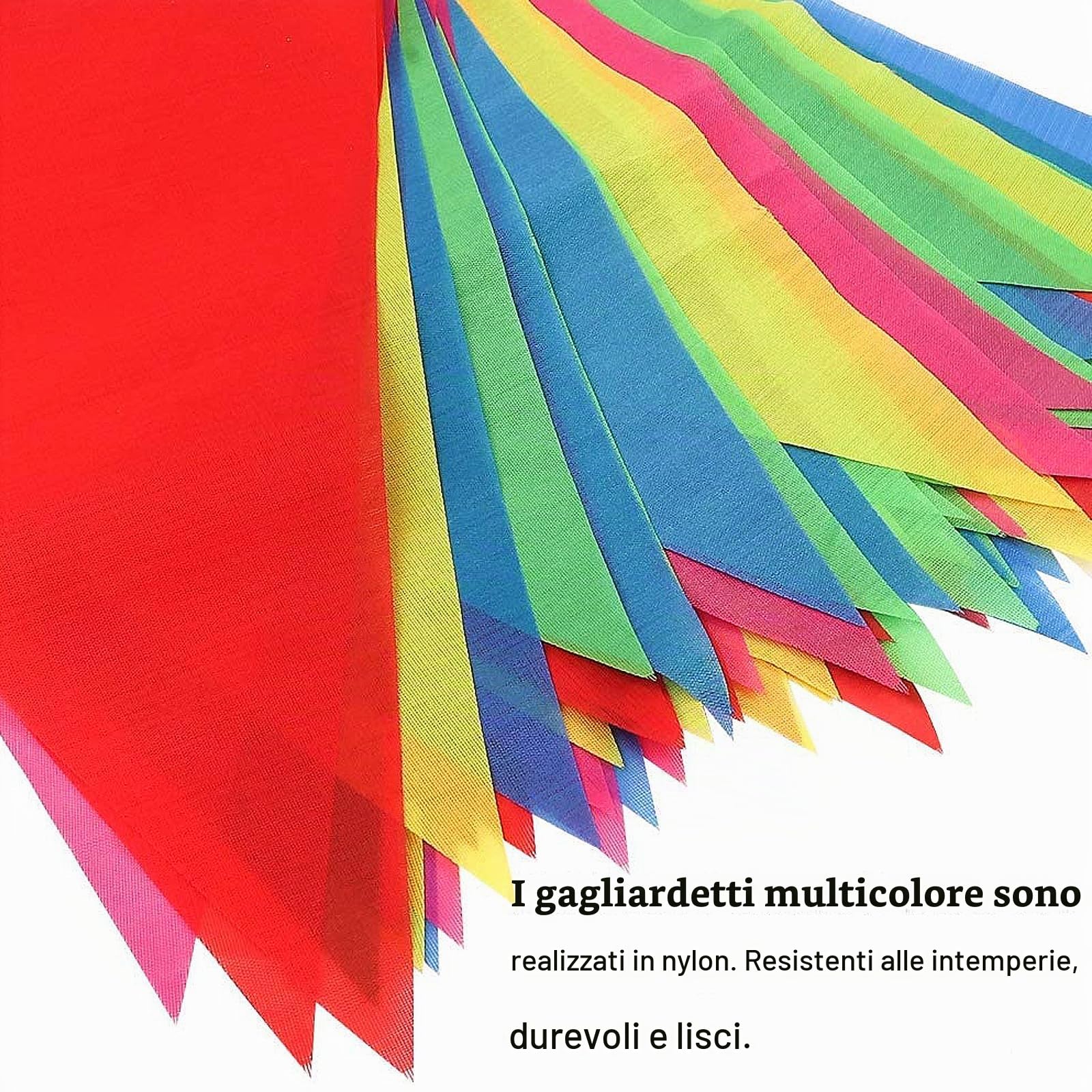 480 Metri 900 Bandierine Triangolari Colorate, Motivo Bandiere Multicolore in Tessuto, per Festa Natale Compleanno Matrimonio Cerimonio Giardino Esterno