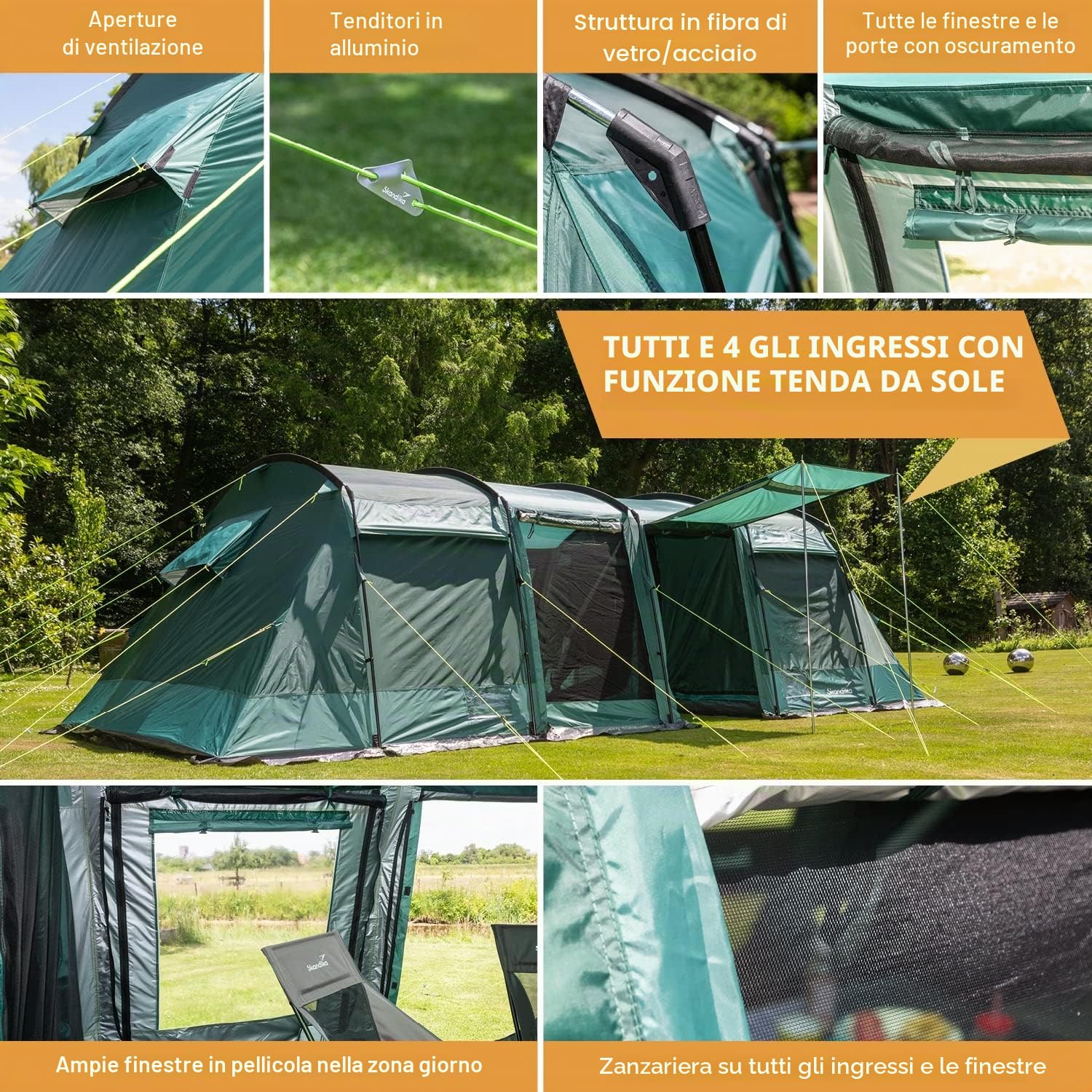 Skandika Montana 8-1937 - Tenda familiare da Campeggio