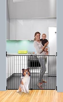 Dreambaby Broadway Extra Wide and Tall Expandable Gate with Track It Technology, Black