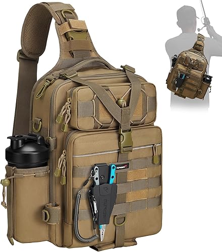 Mochila Piscifun impermeable, de un solo hombro para almacenar los aparejos de pesca. Bolsa de correa cruzada multifuncional para camping,