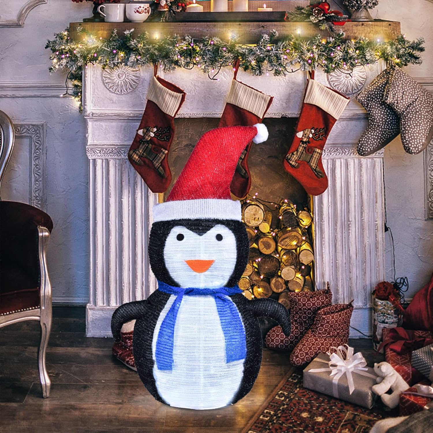 BRIGHTDECK Lighted Christmas Penguin, 40-LED Portable Christmas Folding Decorations for Garden Yard Patio Indoor Outdoor Home Decorations (28 inches Tall) : Patio, Lawn & Garden