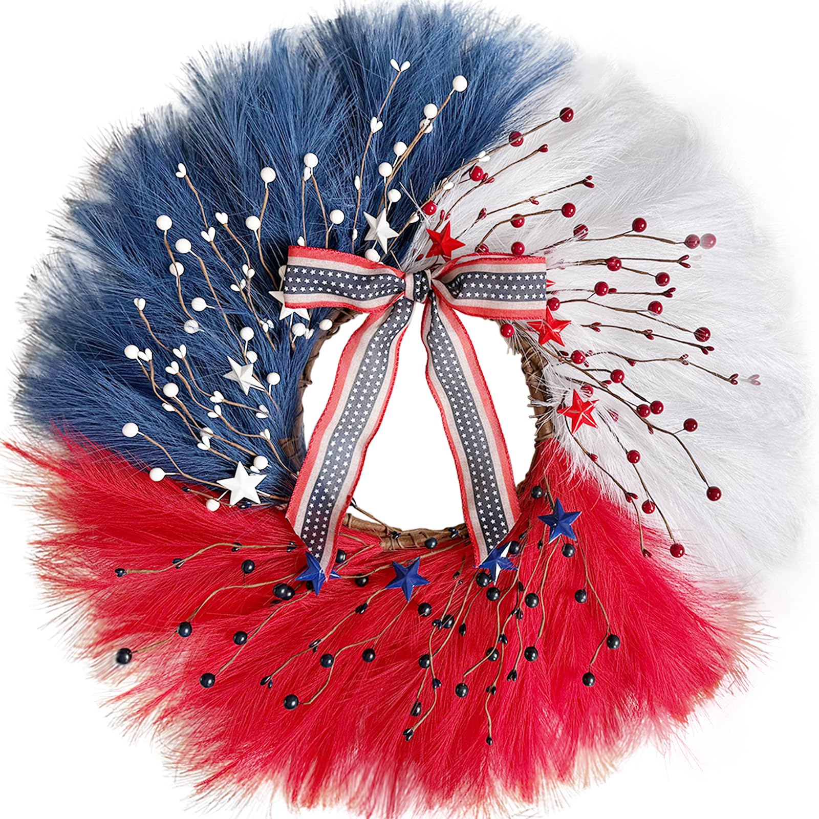 Couronne de roseaux herbe de pampa artificielle grand format 76cm pour porte d'entrée
