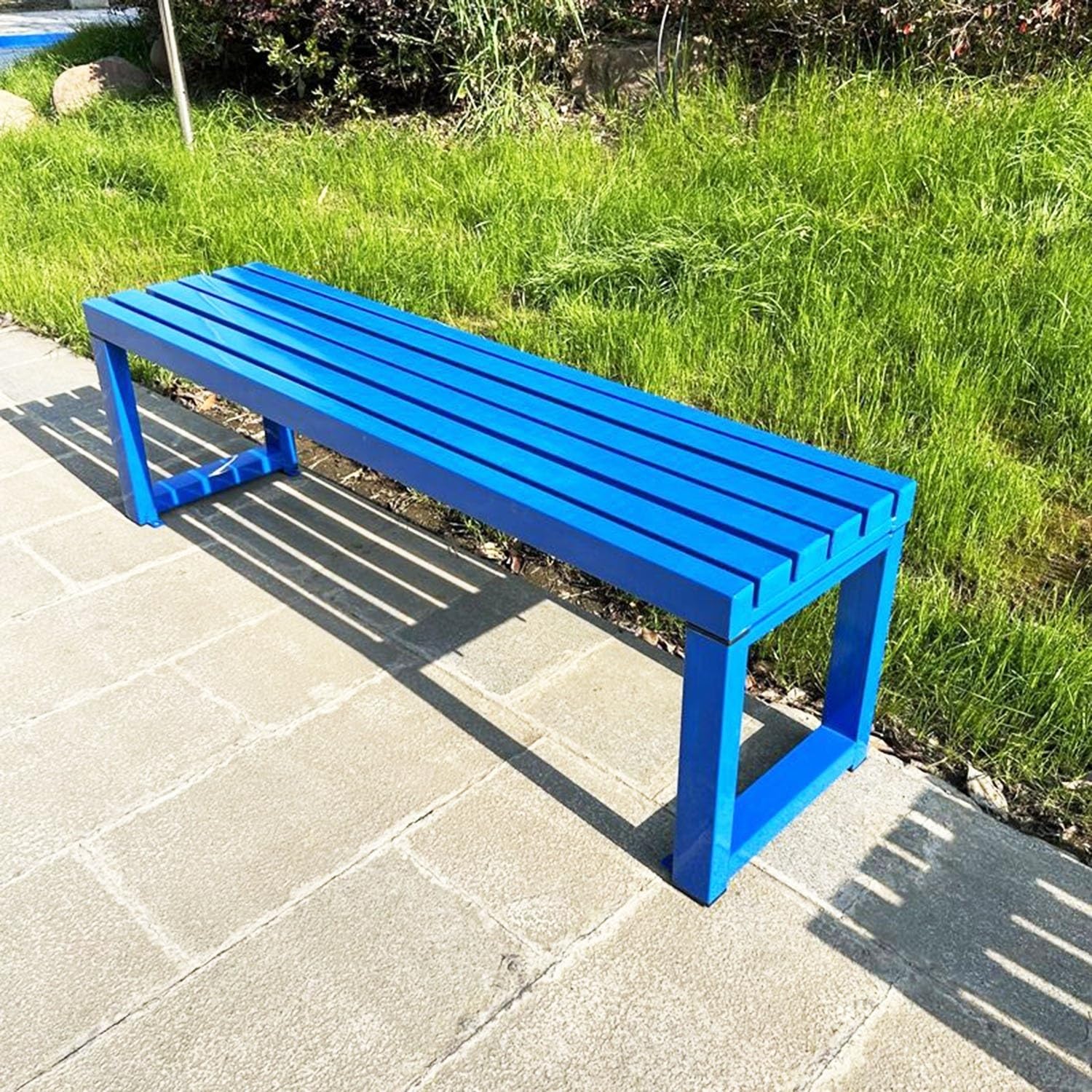 Banc de cuisine intérieur et extérieur en métal bleu au style rustique