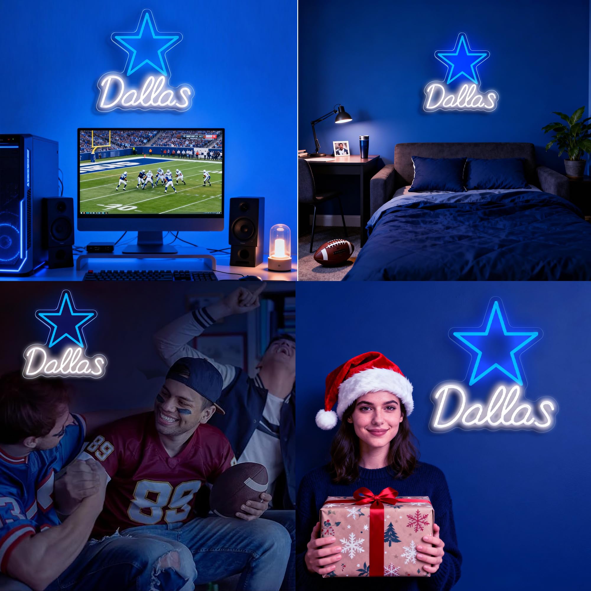 Targa al neon della squadra di calcio, con luce a LED dimmerabile, con logo Merch, alimentata tramite USB, per decorazione da parete, camera da letto, sala giochi, regalo di compleanno per bambini e