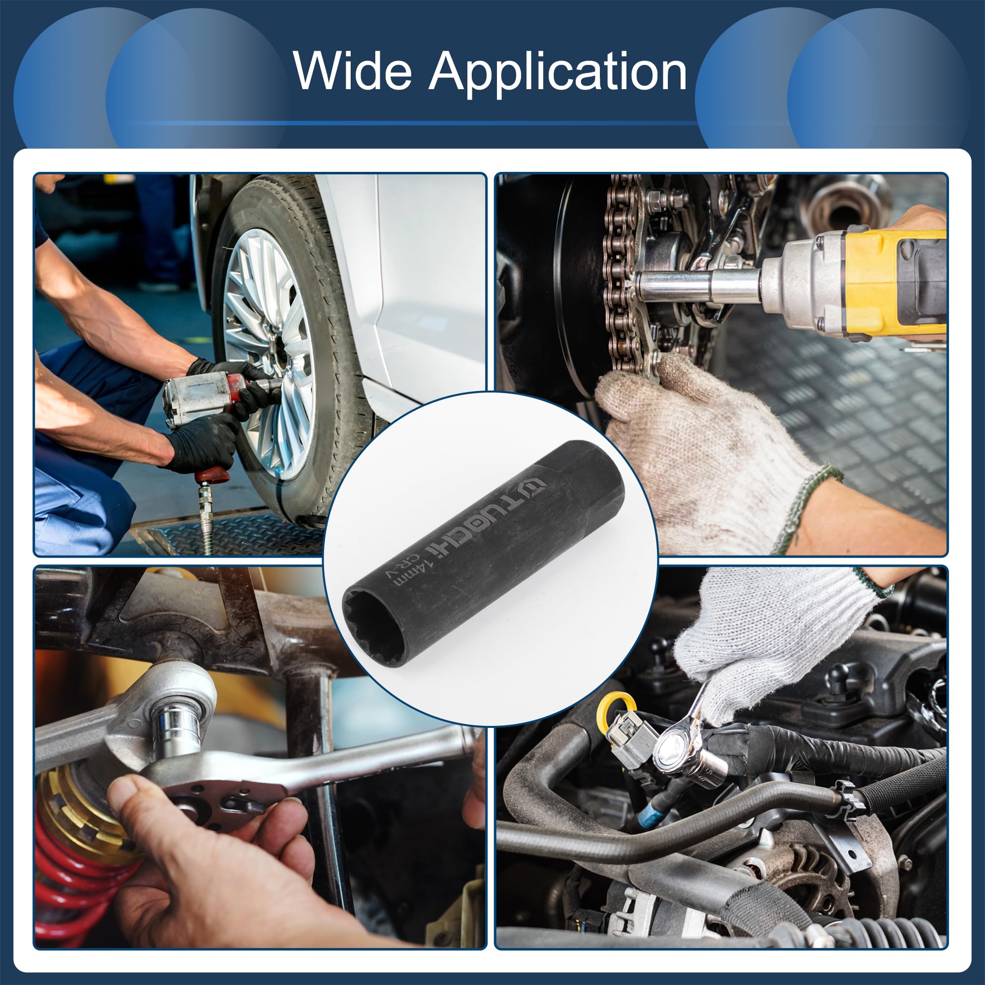 INFINAUTO Spark Plug Impact Socket 63mm for Car Motorcycle Dirtbike Repair Hardware Tool CR-V Black Durable 12 Point 14mm 3/8 Inch Drive - Image 3
