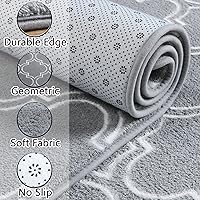 Vista 7 de Chicrug Shag Alfombra de Pasillo Geométrica Moderna para Dormitorio, 2 x 6 pies, de espuma viscoelástica, alfombra de pasillo para interiores