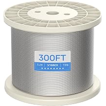 BLIKA 300FT 3/16" Stainless Steel Cable, T316 Stainless Steel Marine Grade 3/16" Decking Railing Cable with 7 x 19 Strand, 3700lbs Breaking Strength Aircraft Cable for Rail, Deck and DIY Balustrade