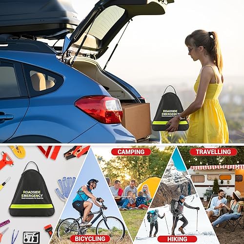 Vista 7 de Sailnovo - Kit de emergencia para automóvil de 20 piezas con cables de puente, kit de emergencia de seguridad en carretera para vehículos, camiones