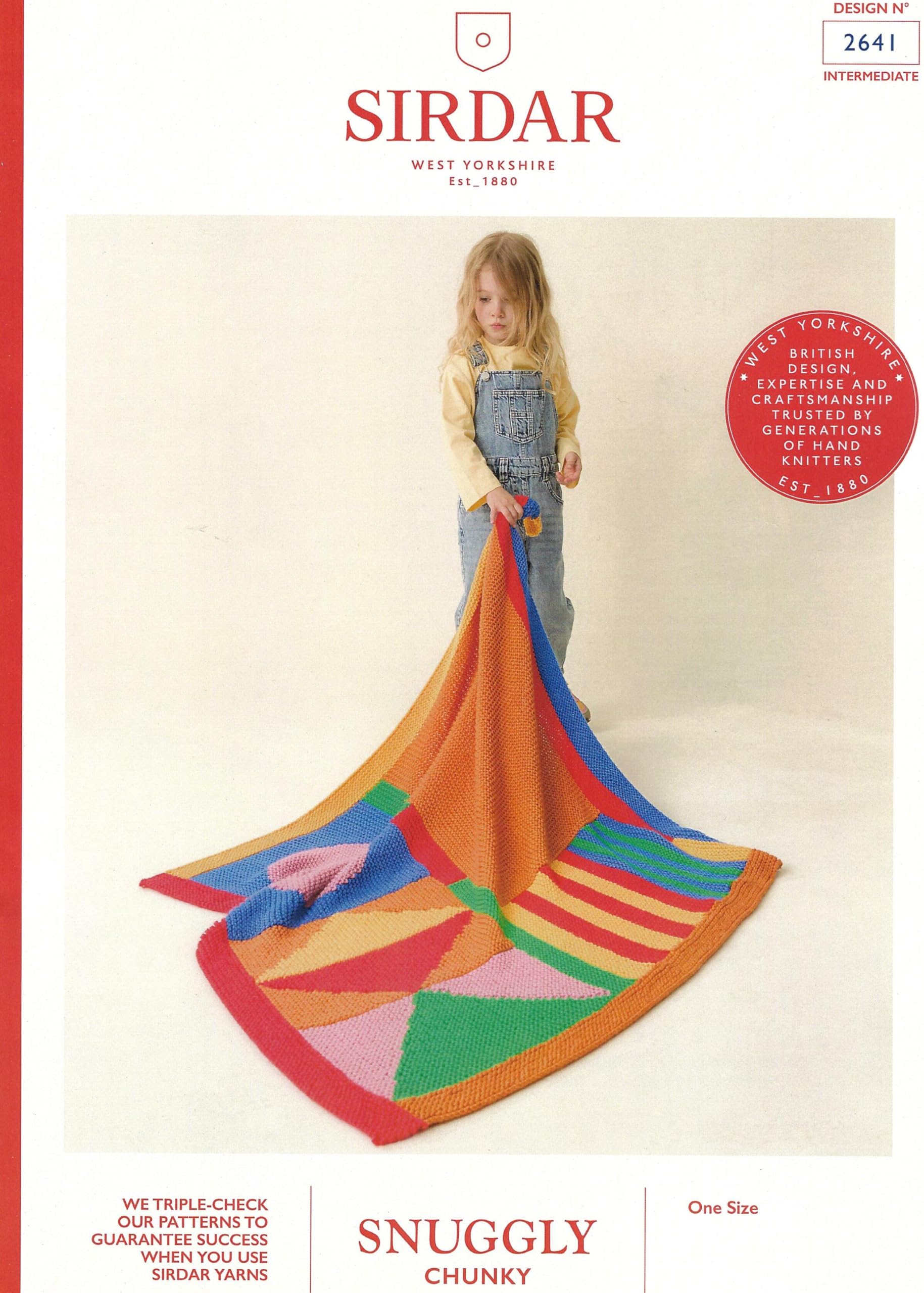 Sirdar Multicolour Chunky Knitting Pattern Pamphlet - 2641 Ed Blanket (100Cm X 110Cm)