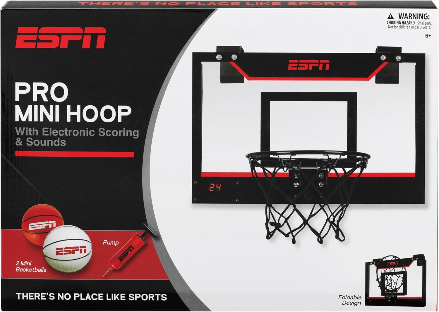 ESPN Mini Basketball Hoop, Over The Door Basketball Hoop with Foldable Breakaway Rim (1 Hoop + Scoreboard)