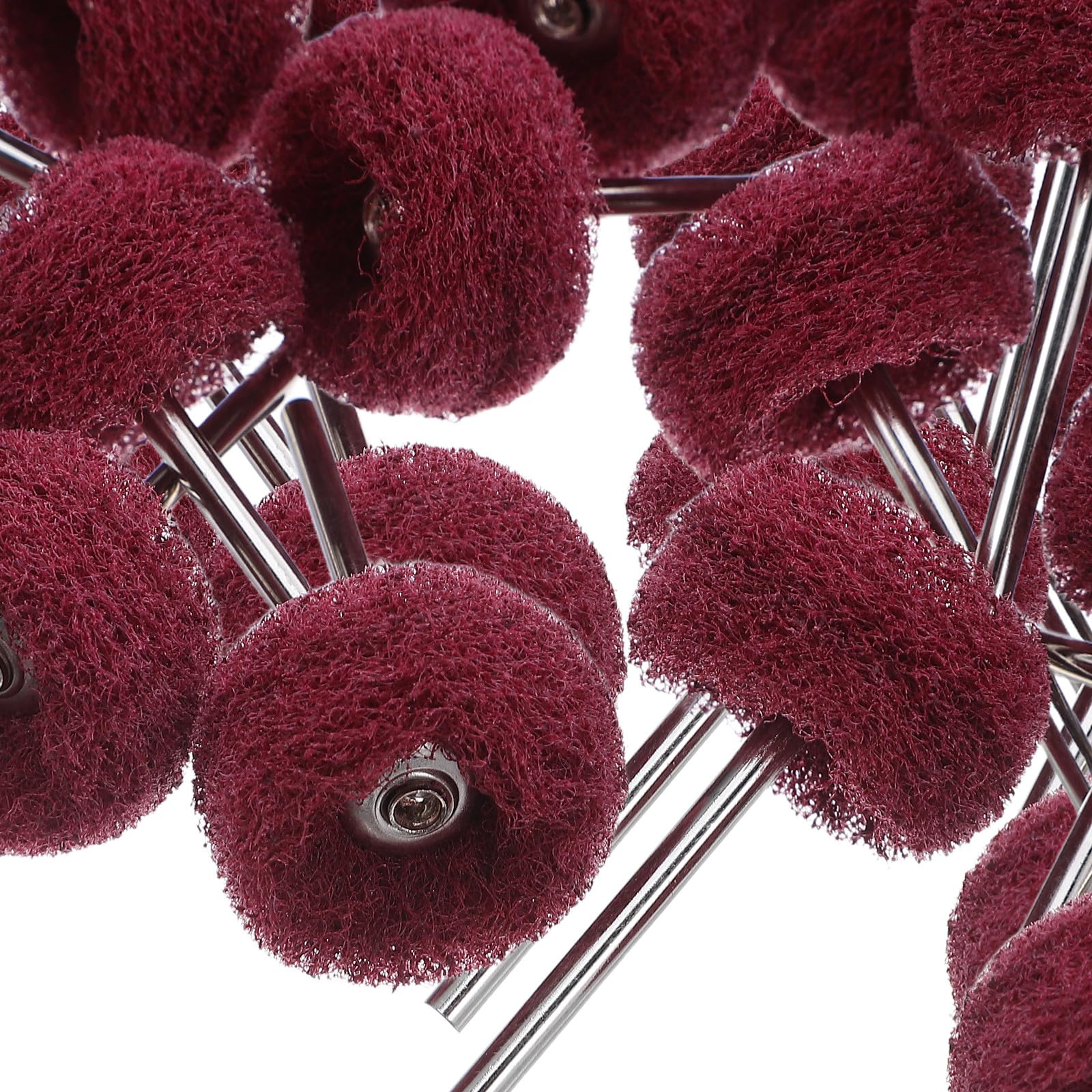 DOITOOL 100 Piezas Cepillo de Nylon Abrasivo: Rueda para Amoladora con Eje de 3 mm - Accesorio Rotatorio para Taladro y Pulidora - Cepillo para Eliminar Óxido, Lijar y Pulir