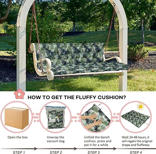 Miniatura 102 de Cojín de repuesto para columpio de 2-3 asientos, cojines de banco para exteriores con respaldo grueso de 4 pulgadas, muebles de patio, jardín, Flor
