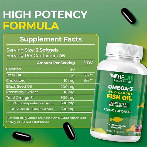 Miniatura 8 de Suplemento de aceite de pescado Omega 3 (90 unidades) Aceite de pescado omega3 capturado en la naturaleza, alto EPA DHA, rico en ácidos grasos,