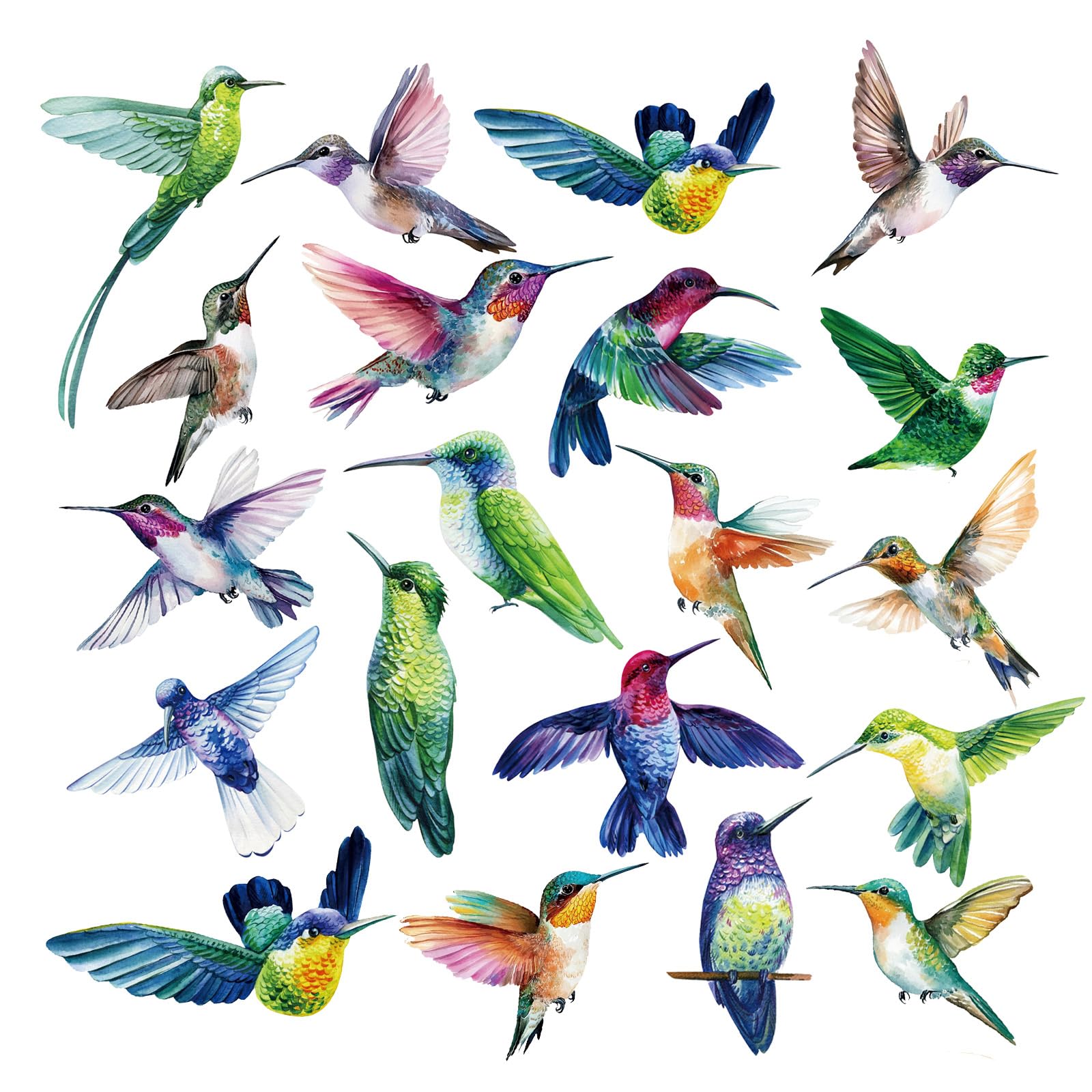 Qszhsl 29 Pieces Hummingbird Window Clings Anti-Collision Window Clings Decals, Brilliant Bird Window Clings, For Prevent Glass Clings Flying Anti Collision Bird Strike Window Decals (29 Pieces)