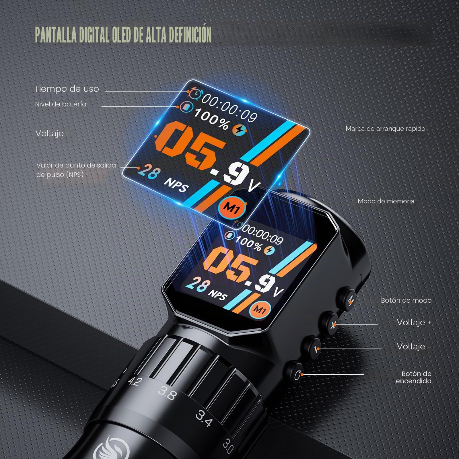 Máquina Rotativa Inalámbrica con 2pcs baterías de 2200mah Kit Profesional | Pantalla OLED 7 velocidades Inalámbrica Maquina Kit Completo 20 Agujas 10 Tintas para principiantes y artistas LIUMATE