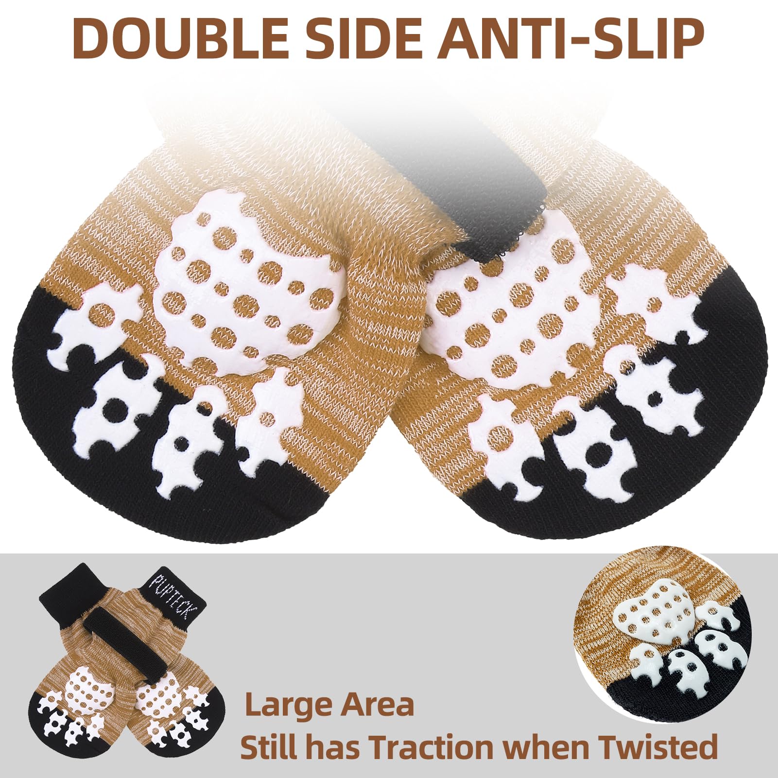 PUPTECK 2 works Anti-Slip Dog Socks Paws Stop Licking, Walking Boots for Injured Paws Hot Weather/Winter - Image 3