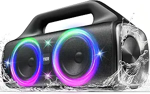 Speakers, YIER 80w (Peak) Portable Wireless Speaker with Lights, Stereo Loud Sound, IP67 Waterproof, Deep Bass Outdoor Speakers Bluetooth 5.0 Dual Pairing for Home Party Beach Camping, Gifts - imagen 2