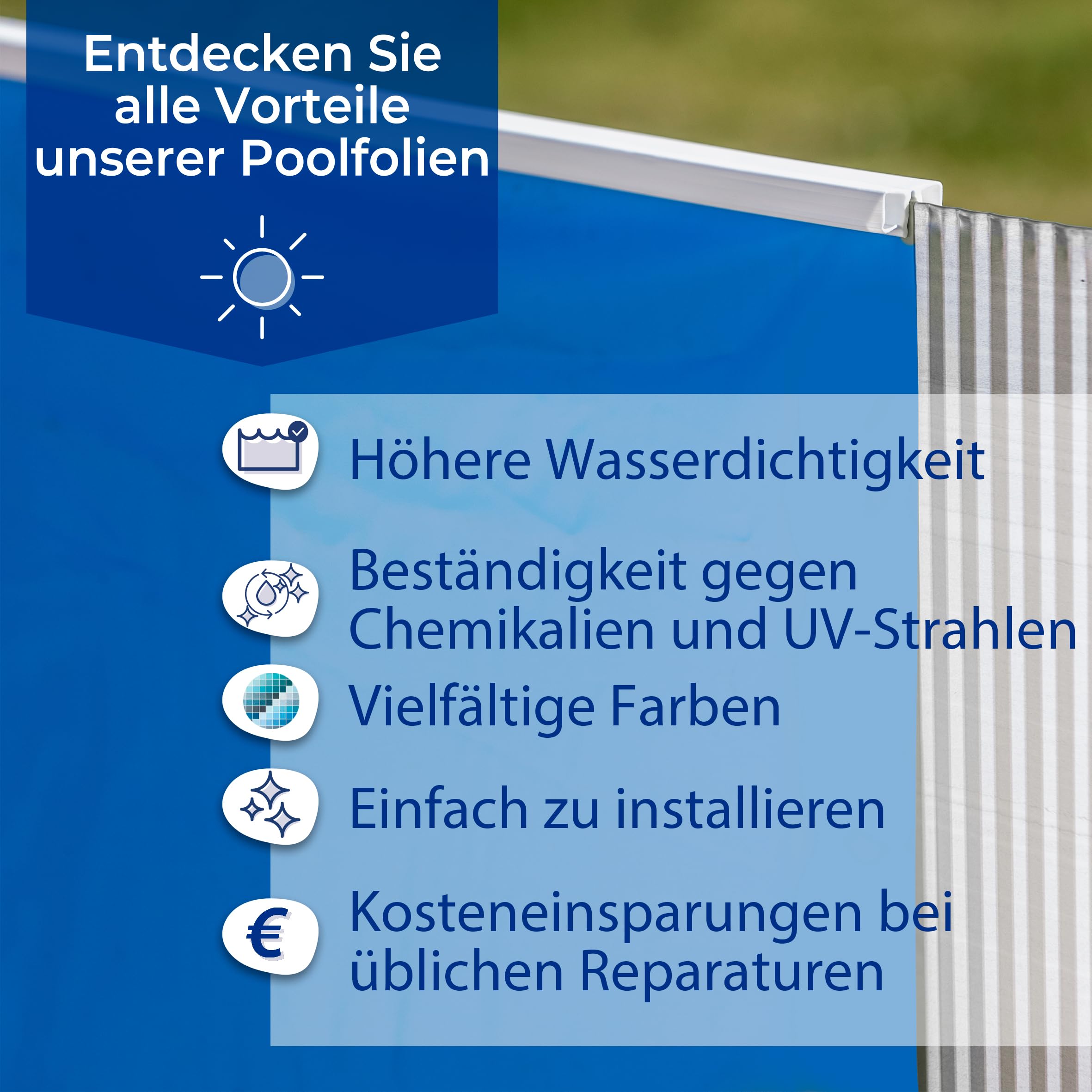 Gre FPROV500 - Poolfolie für ovale Pools, 500 x 300 x 120 cm (Länge x Breite x Höhe), Hängesystem, Farbe Blau