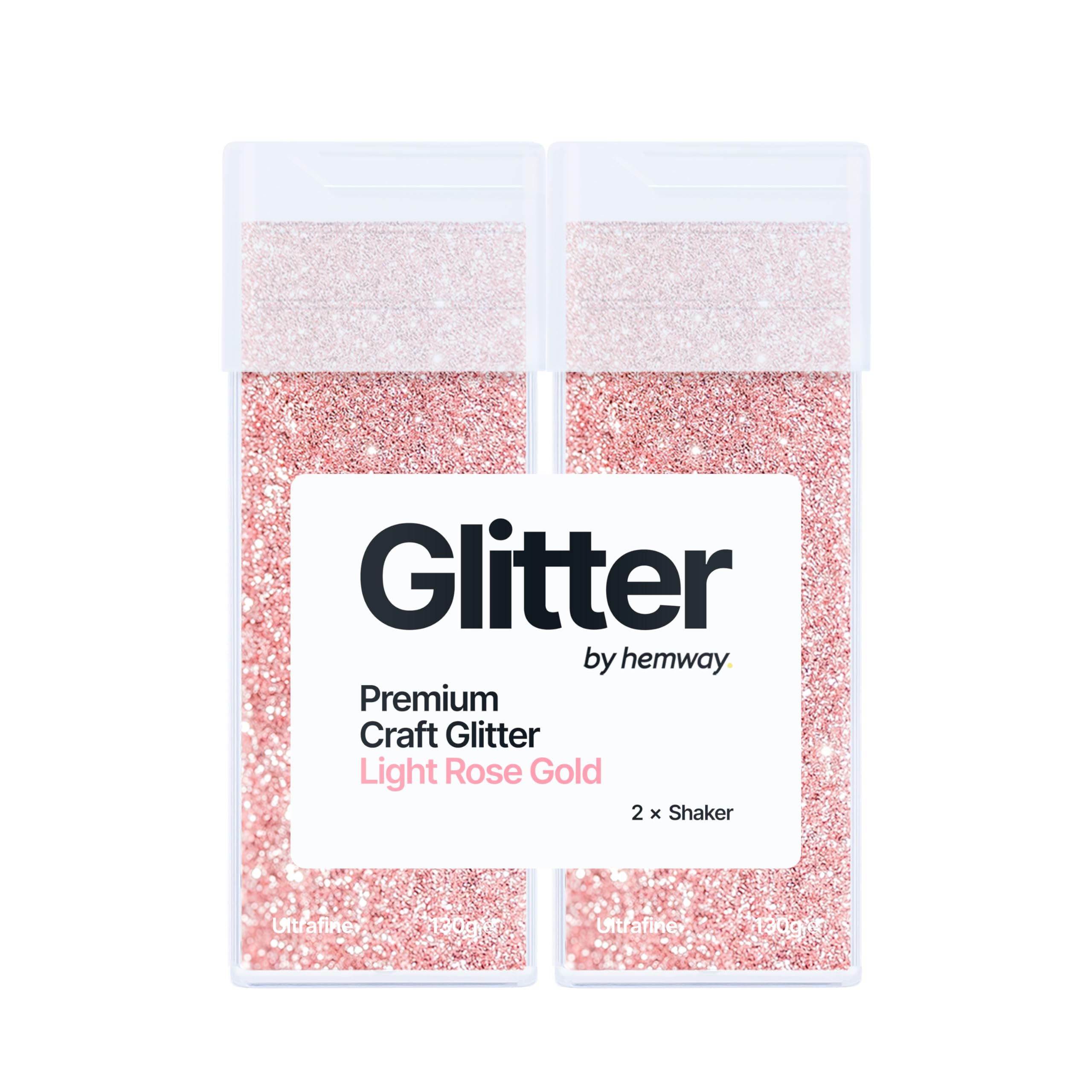 Hemway Glitter Shaker Light Rose Gold 130g x2 Pack Ultrafine, Craft Glitter Shakers for Resin & Epoxy Crafts