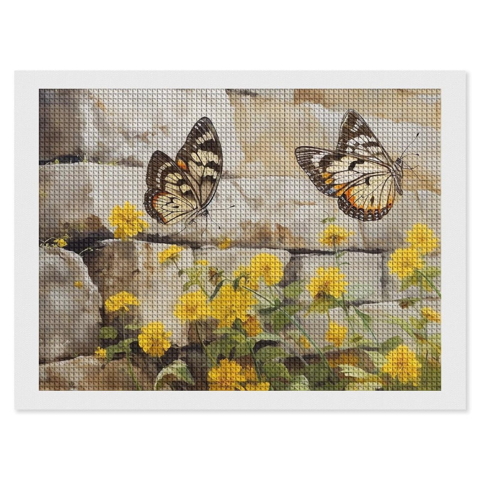 Butterfly on The Wall Diamond Art Kits for Adults, DIY 5D Diamonds Painting Kits for Beginner, Round Full Drill Diamond Dots Painting, 12"x16" Diamonds Pictures Gem Art and Crafts Wall Decor