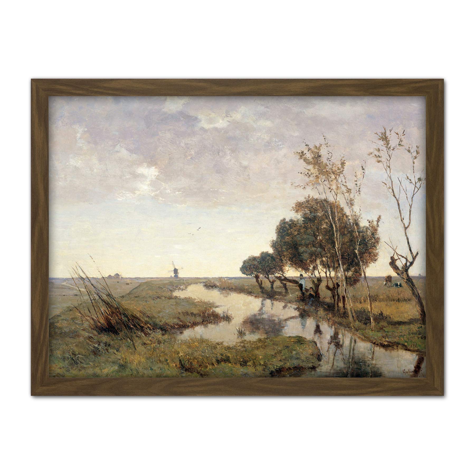 Artery8 Paul Gabriel A Watercourse Near Abcoude Painting Artwork Framed Wall Art Print 18X24 Inch