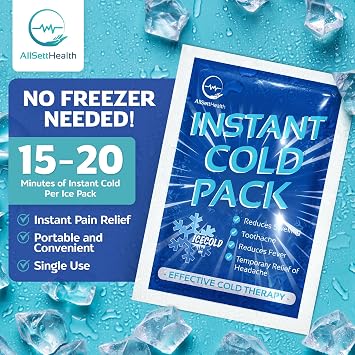 25 Pack Instant Ice Cold Pack (6 x 4.5) - Disposable Instant Ice Packs for Injuries | Cold Compress Ice Pack for Pain Relief