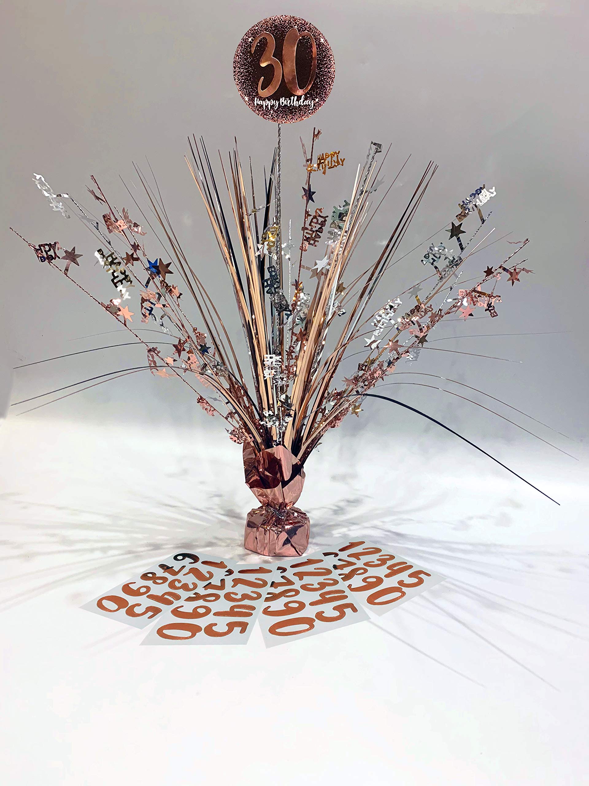Personalised Any Age Rose Gold Table Centre Piece with Birthday Numbers