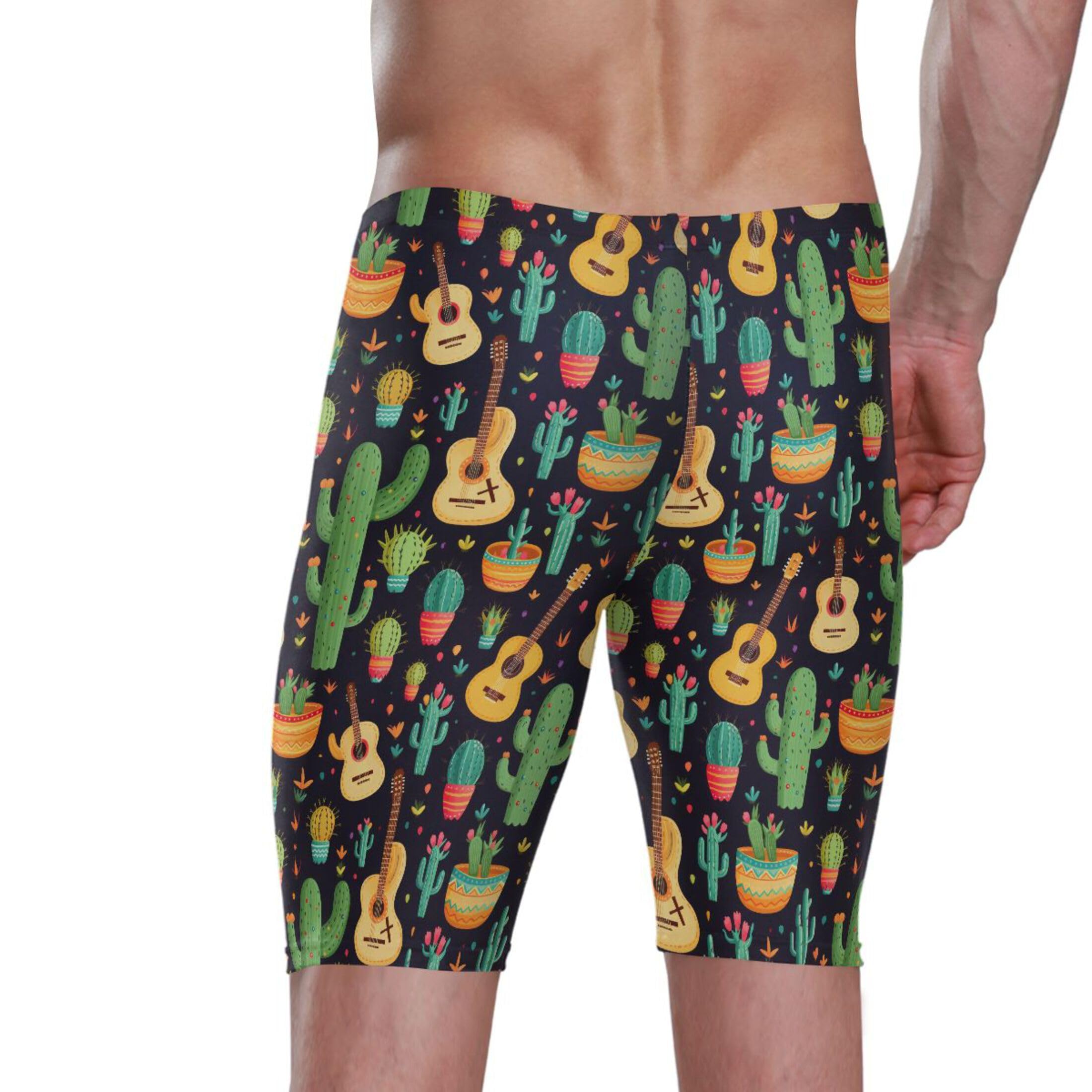 UMIRIKO Cactus Cute Guitar Swim Jammers for Men Athletic Durable S B0402401