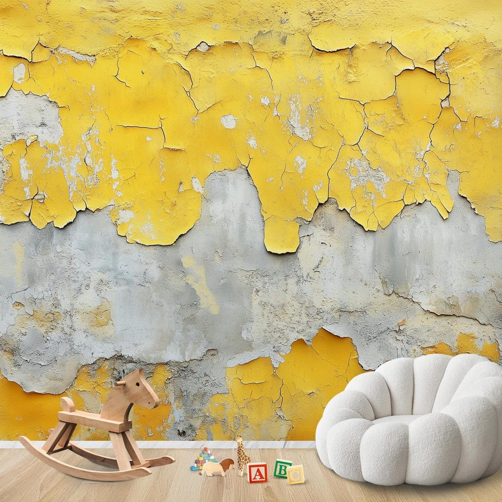 Hgjdjhnf 3D Mural Photo Wallpaper Cement Look Vintage Concrete Wall Non-Woven Modern Wall Wallpaper Living Room Bedroom Children's Room Wall Decoration Motif Wallpaper,300Cmx210cm Stickers - Frameless Painting - Poster