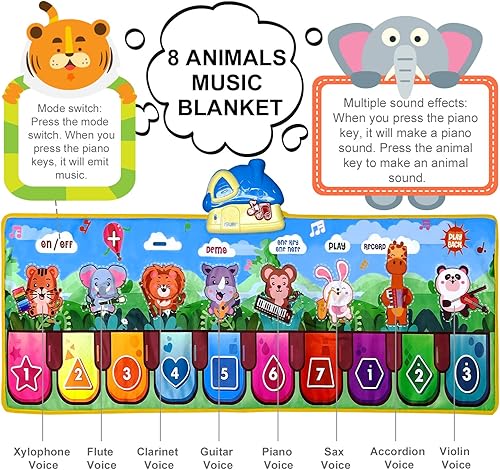 Miniatura 4 de BHYDRY Tapete para piano para niños 433 x 142 pulgadas tapete para piano musical para bebé juguetes de educación temprana para niños y niñas niños