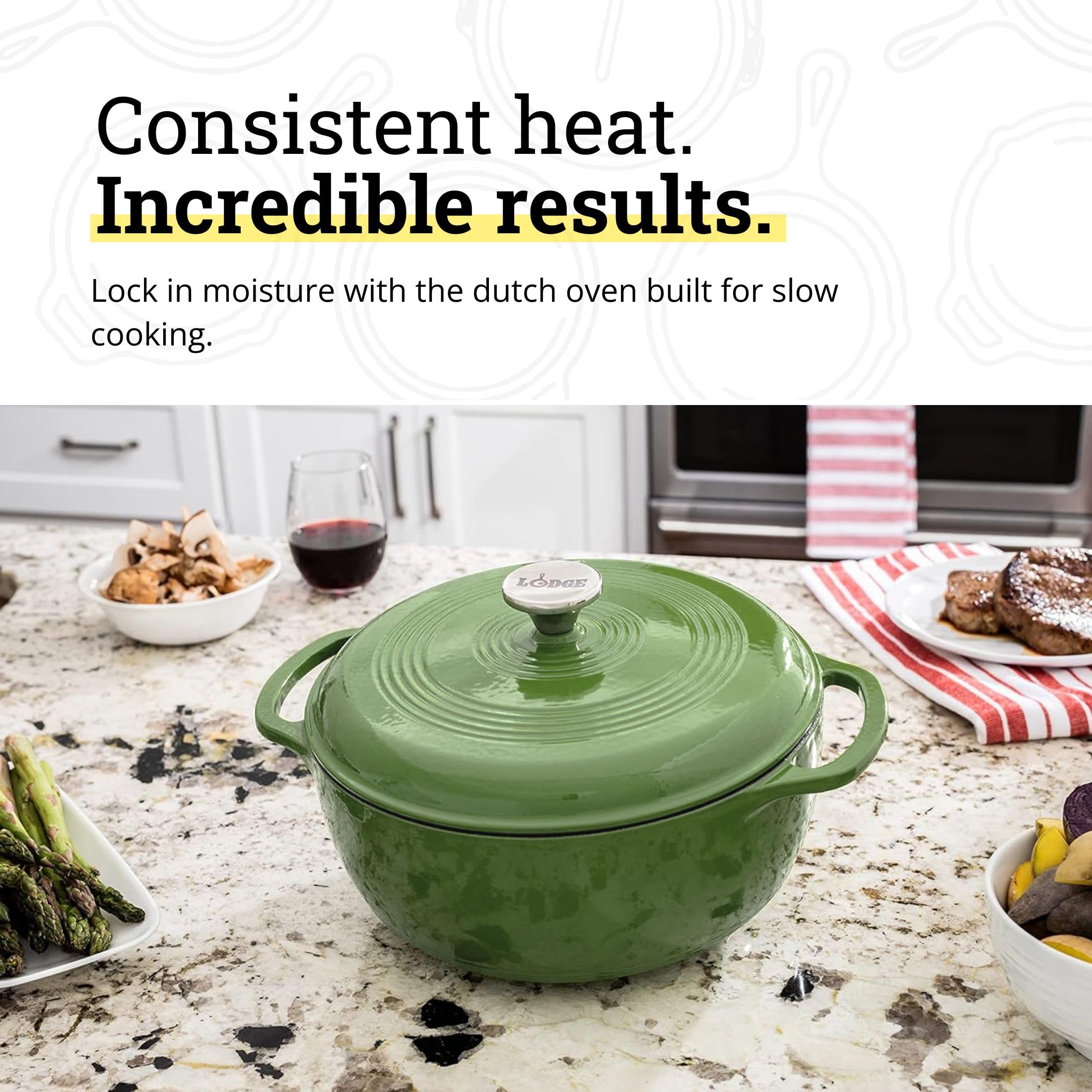 Amazon.com: Lodge Essential Enamel Cast Iron Dutch Oven, 6 Quart
