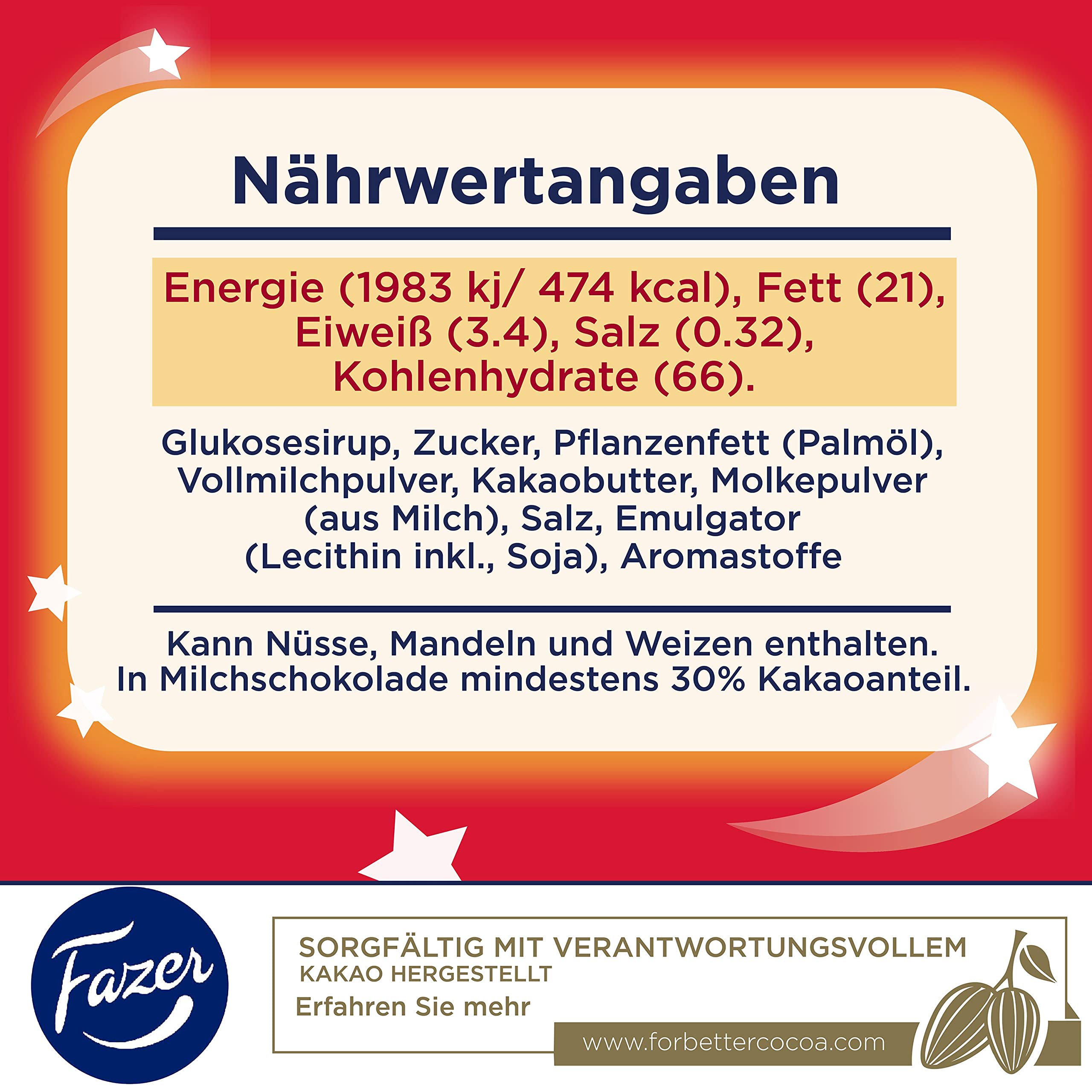 Fazer Dumle Schokolade Pralinen mit Toffee-Füllung, Grosspackung, XXL Box 3kg
