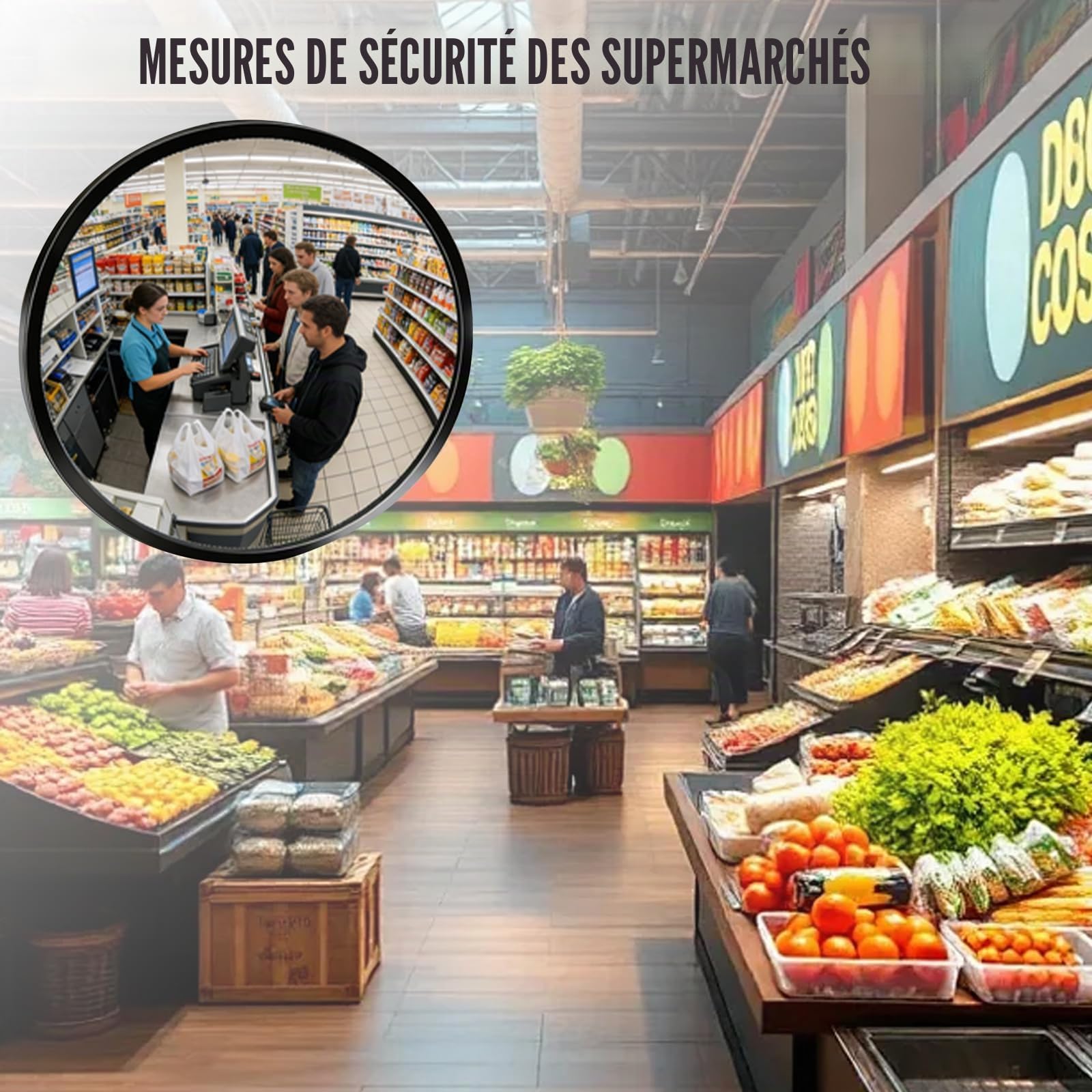 Ø30cm Miroir de circulation convexe de Surveillance, Acrylique Miroir Routier Sortie Garage Exterieur de rue Interieur pour Stationnement, Circulation Grand Angle pour la Sécurité, noire