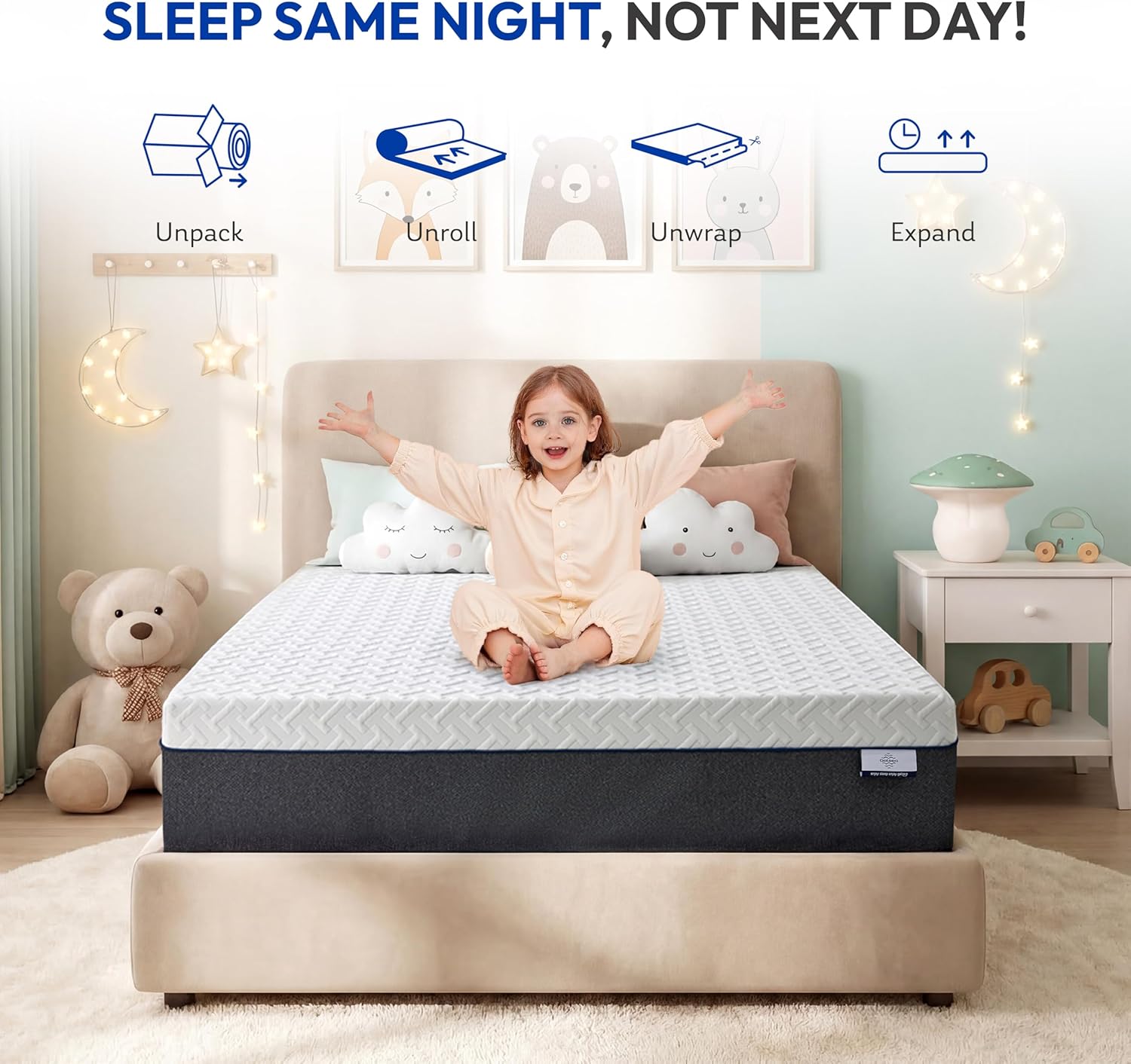 Gelsea Medium Firm Twin Mattress 10 Inch, Green Tea Gel Memory Foam for Ideal Comfort & Spine Alignment, CertiPUR-US Certified & Fiberglass Free