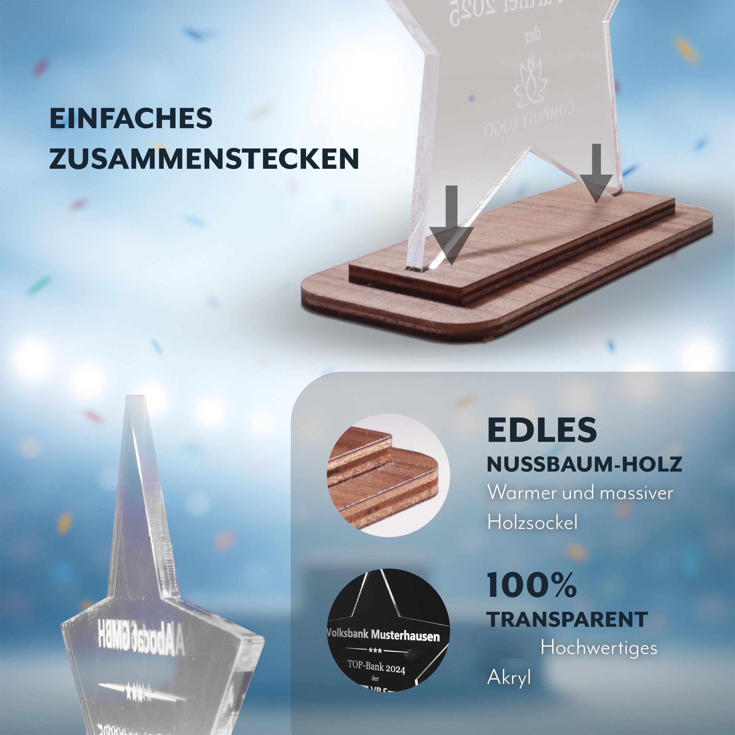 Pila Stone Firmenjubiläum - Exklusiver Award aus kristallklarem Acrylglas – Individuell & Persönlich - personalisier und anpassbar - 10 mm Acrylglas