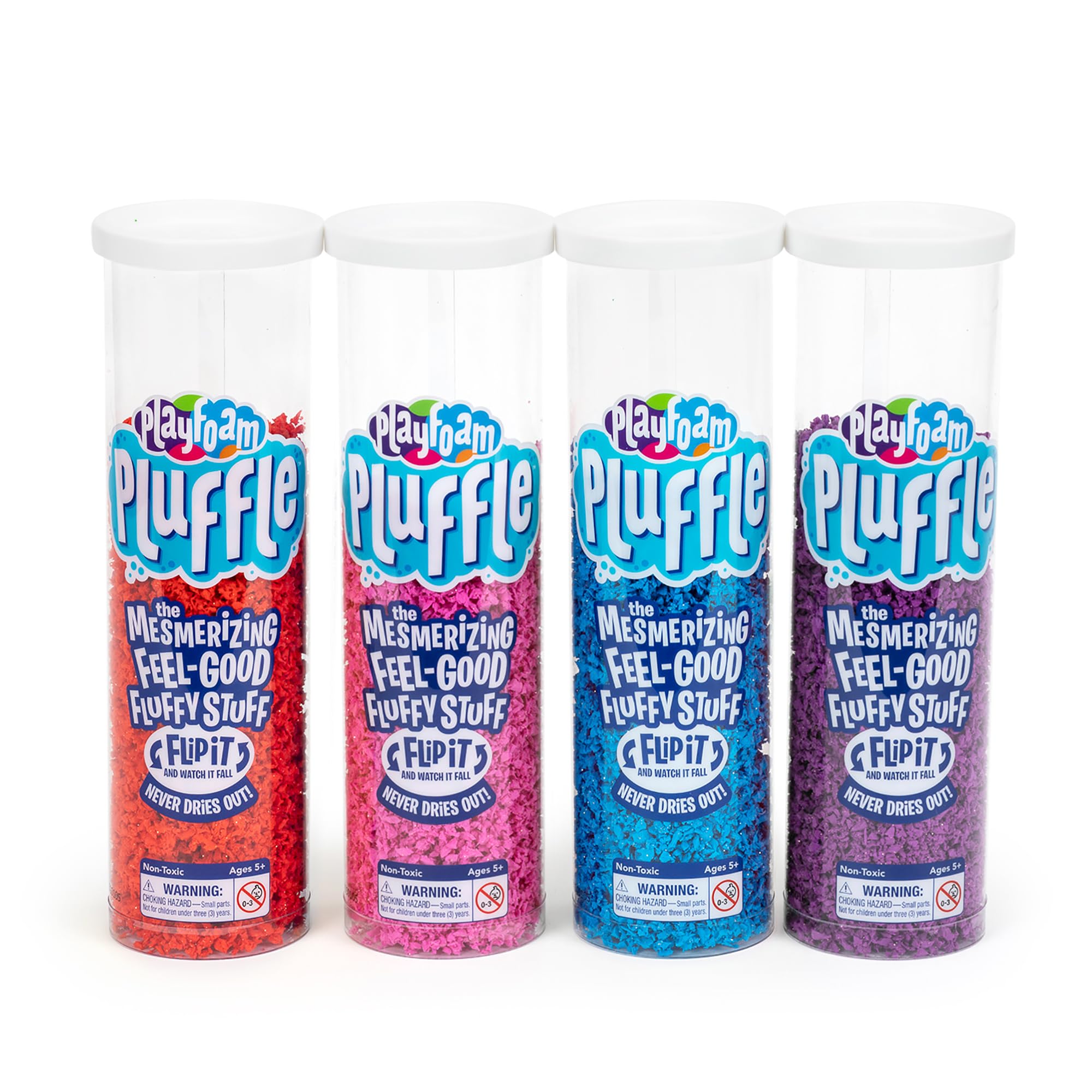 Educational Insights Pluffle® 4-Pack - Sensory Bin Foam Set, No Mess Alternative to Sand Toys & Slime for Toddlers, Fun Sensory Table Filler for Home or Classroom, Gift for Kids Ages 3+