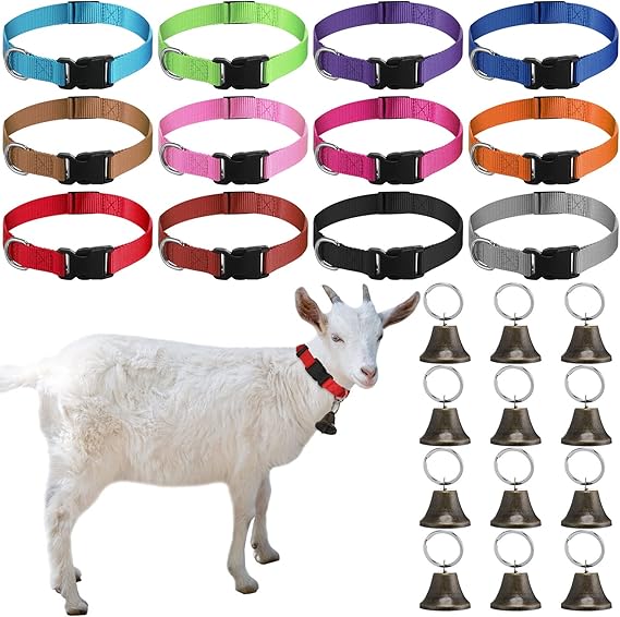12 Sets Goat Collars with Bells Horse Sheep Grazing Cow