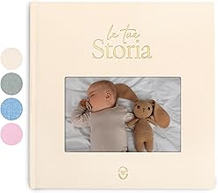 Wellode® Album Nascita Bambino/a Fino a 5 Anni con 76 Pagine e Adesivi Oro - Libro Nascita Bimbo/a - Album Ricordi Neonato - Ideale per Regalo Nascita Neonati e Baby Shower, Genere Neutro