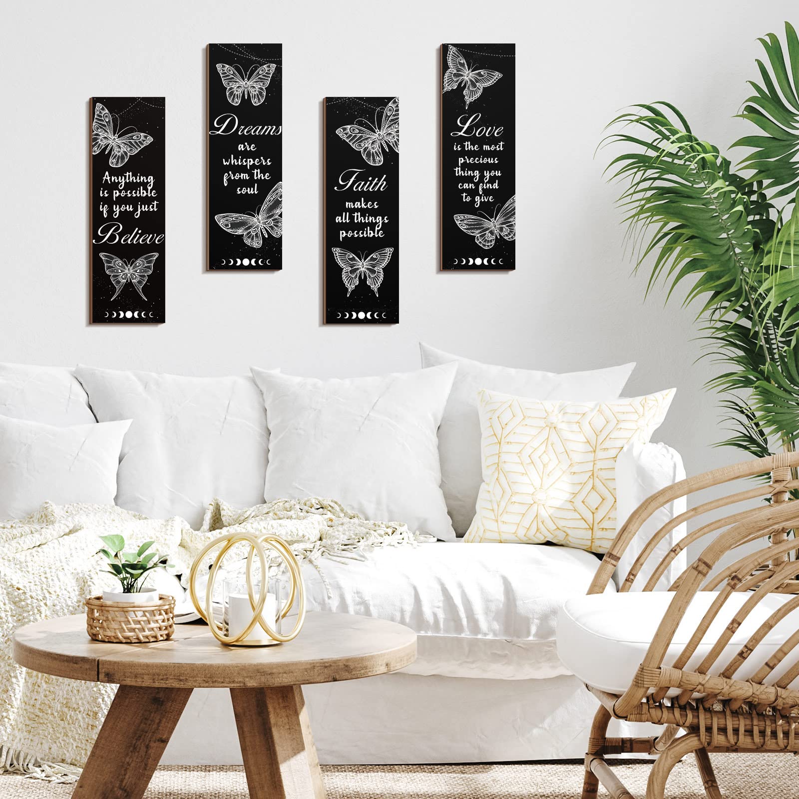 Faith Hope Love Metal Wall Decor Set - 5 Piece Inspirational Black Sign Art For Farmhouse Home - View #12
